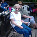 Nanna drinking a PBR